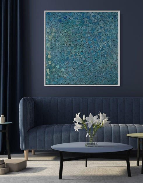 Blue Sardines | Framed Giclee Print on Canvas